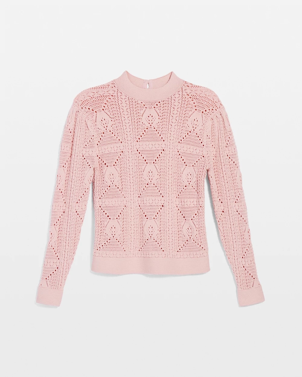 Mock Neck Pointelle Sweater