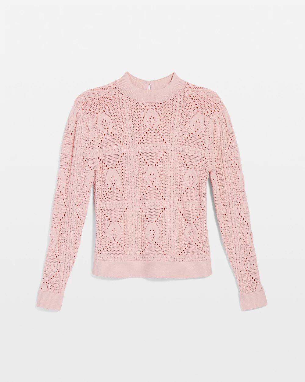 Mock Neck Pointelle Sweater click to view larger image.