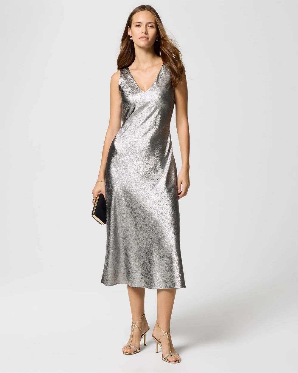 Petite Metallic Slip Dress