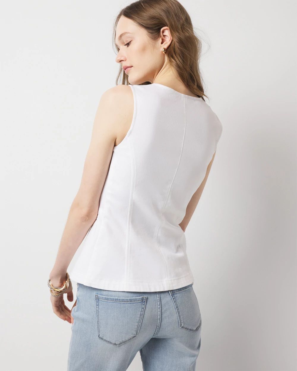 Denim Button Front Vest