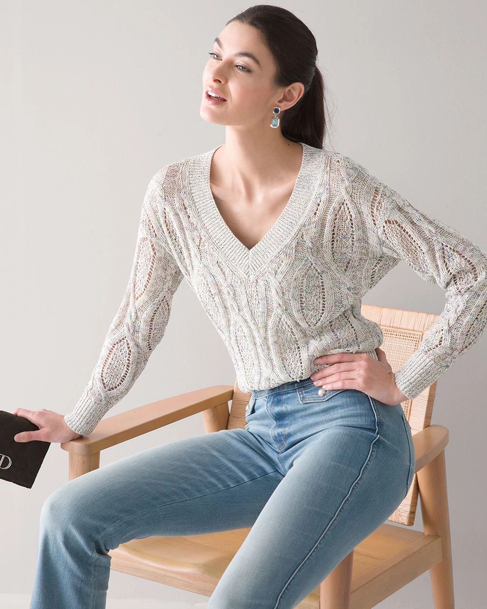 Multi colored cable knit sweater top
