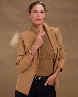 Luxe Stretch Ruched Sleeve Blazer
