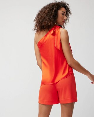 One-Shoulder Satin Blouse