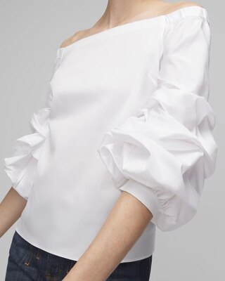 Long Sleeve Off-The-Shoulder Poplin Blouse
