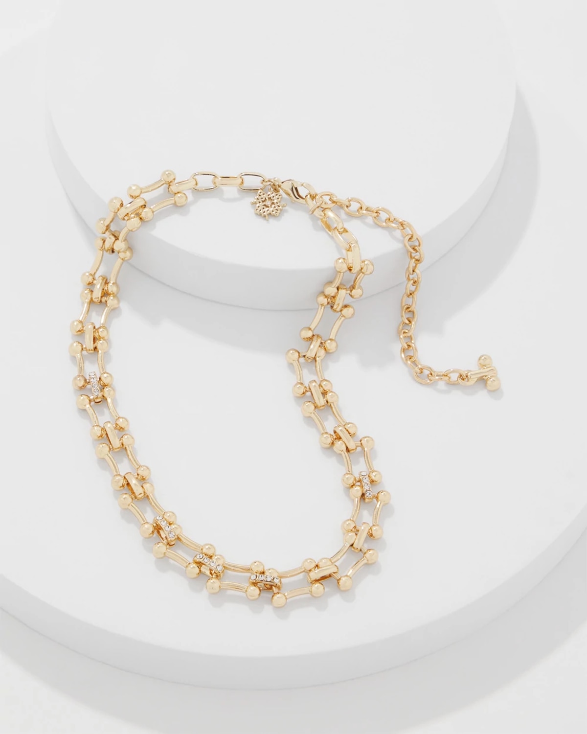 White House Black Market Pave Links Short Necklace |  In Gold