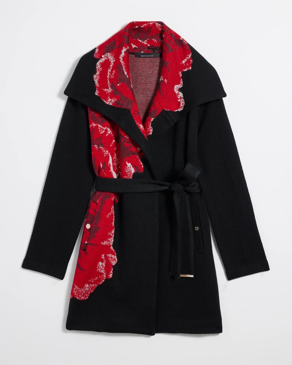 Jacquard Rose Sweater Coat