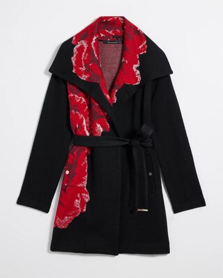 Jacquard Rose Sweater Coat