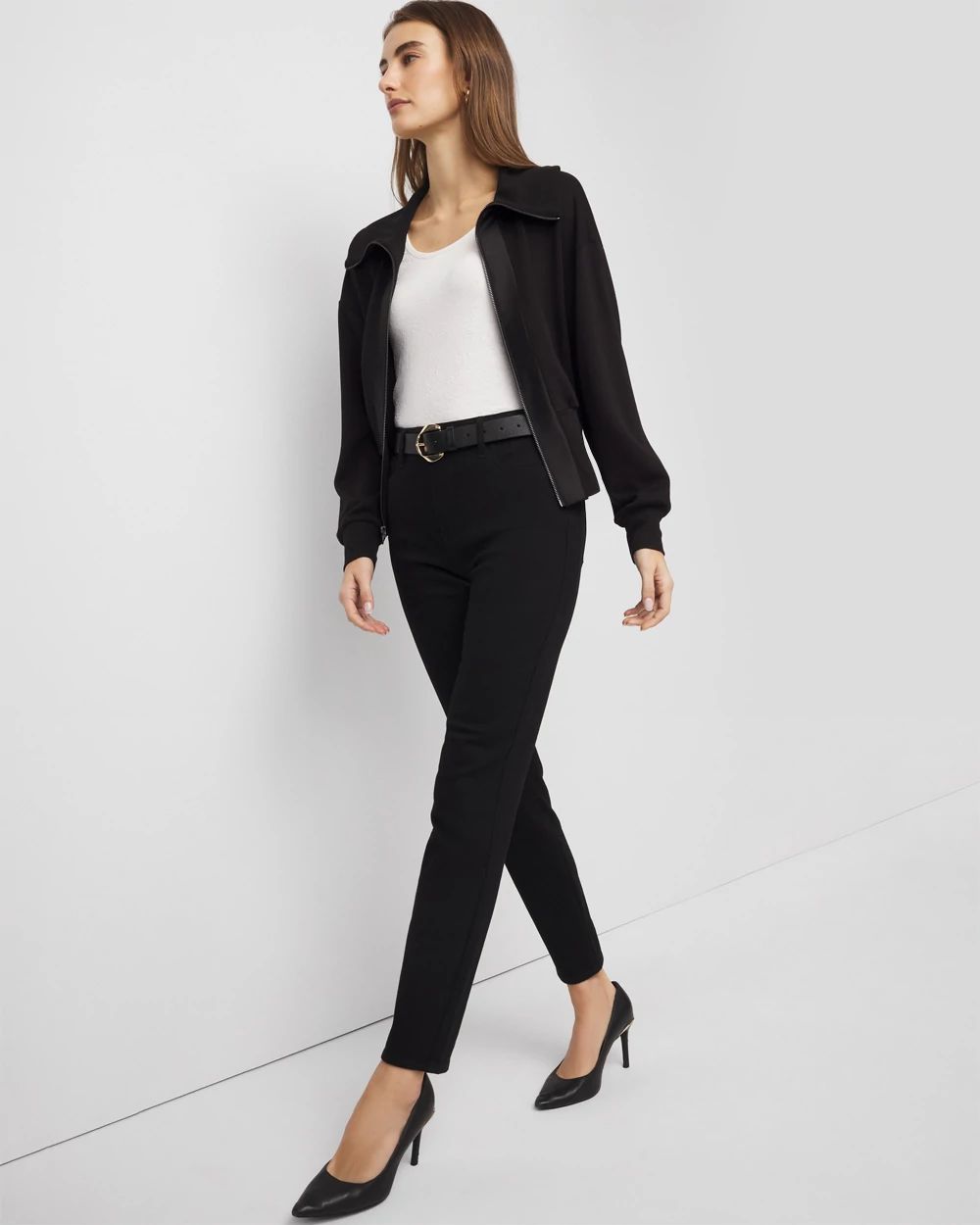 Rib Trim Zip-Up Jacket click to view larger image.