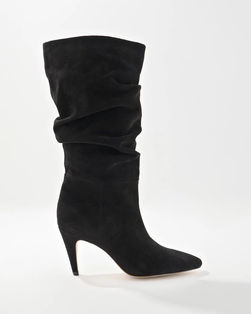 Suede Slouch Heeled Boots click to view larger image.