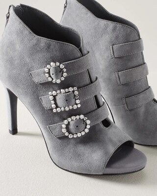 Open Toe Gem Buckle Booties