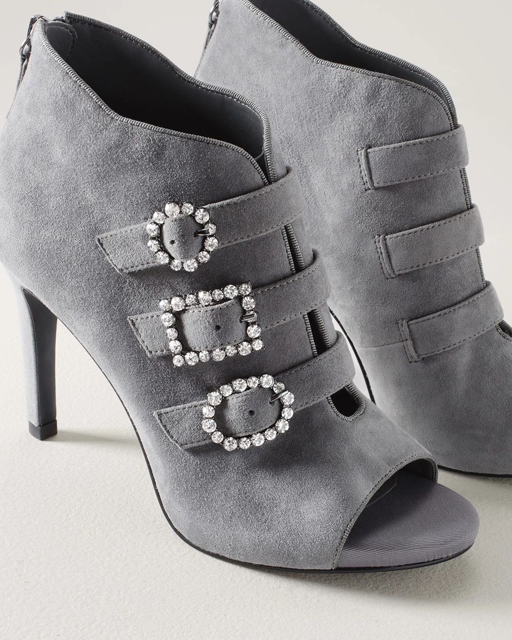 Open Toe Gem Buckle Booties