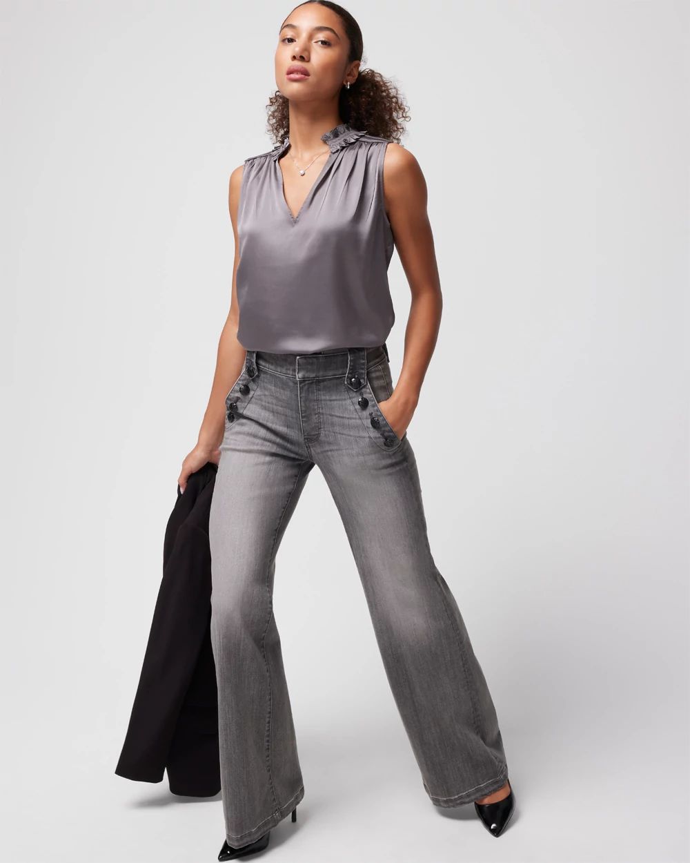 Satin Ruched Neck Shell