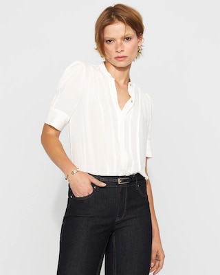 Elbow Sleeve Y-Neck Shirt