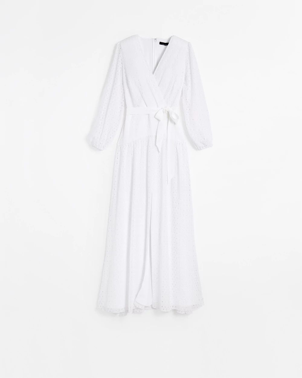 Long-Sleeve Eyelet Maxi Dress
