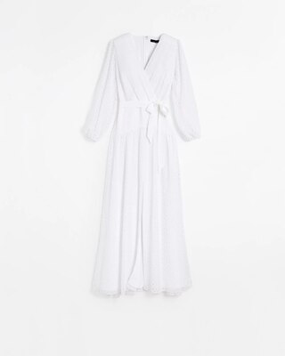 Long-Sleeve Eyelet Maxi Dress