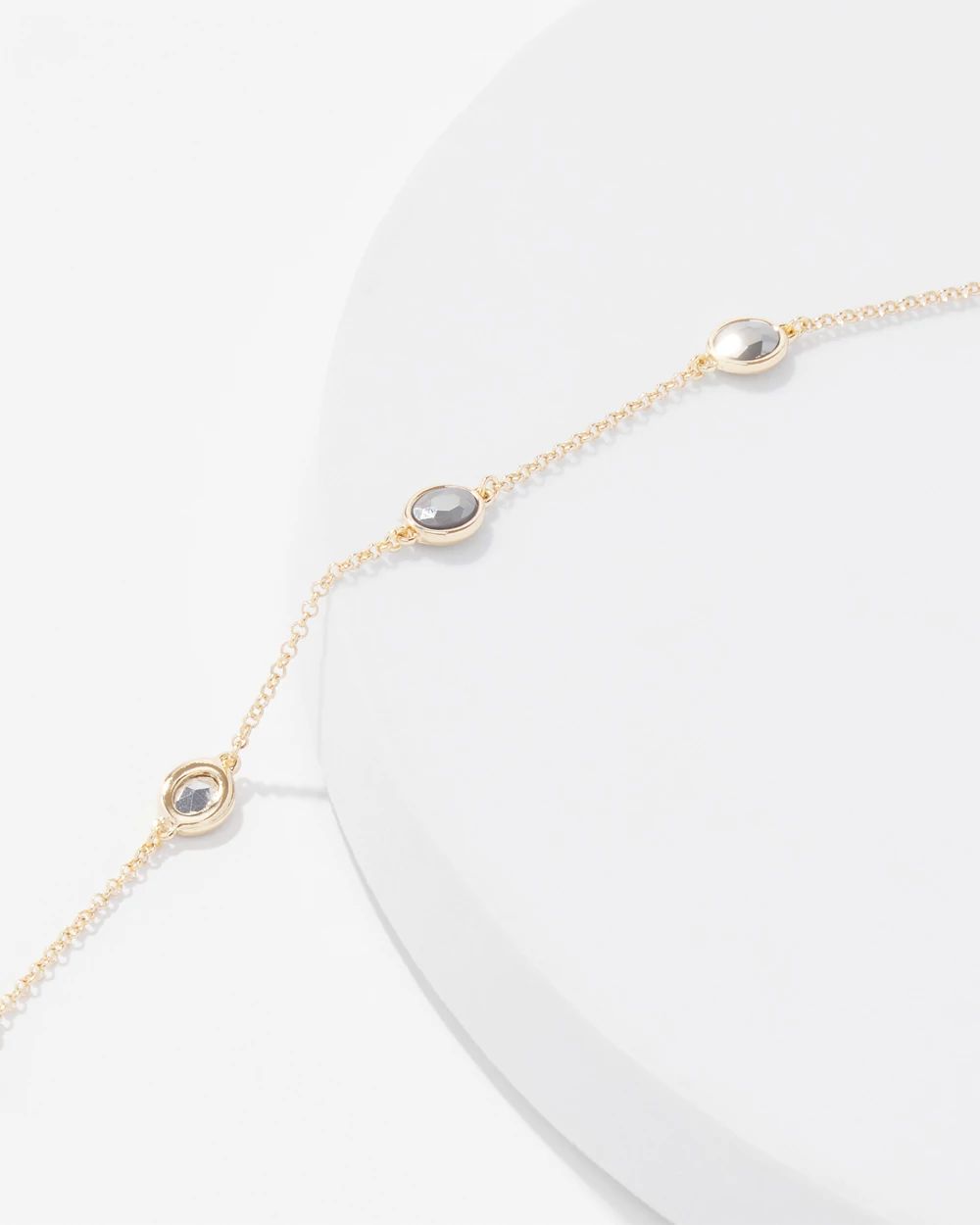Gold + Hematite Crystal Long Necklace