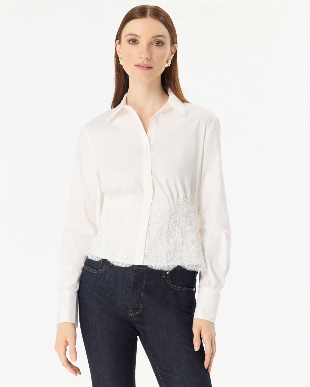 Lace Corset Poplin Shirt