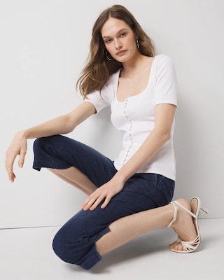 WHBM FORME™ Ribbed Stretch Button Tee click to view larger image.