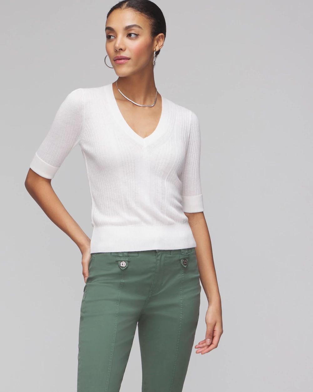 Cashmere-Blend Elbow-Sleeve Sweater