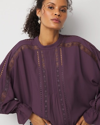 Drawstring Lace + Crepe Blouse click to view larger image.