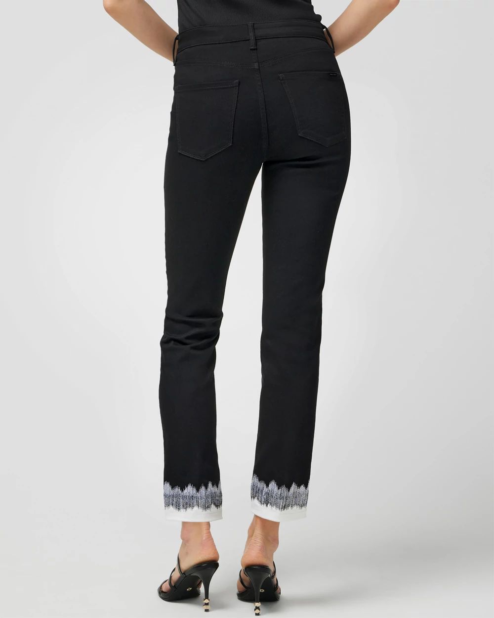 Petite High-Rise Embroidered Cuff Slim Crop Jeans