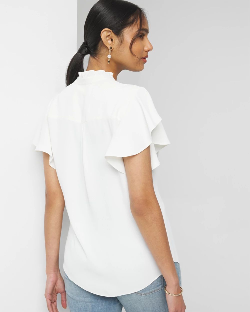 Short Sleeve Flutter Sleeve Shell Top click to view larger image.