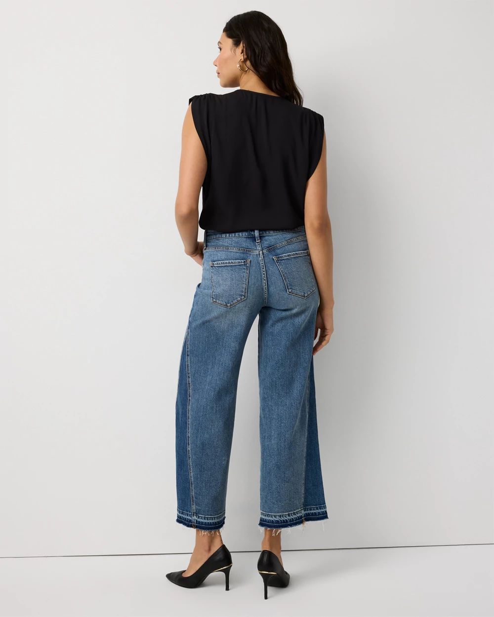Petite Raw Hem High Rise Wide Leg Jean