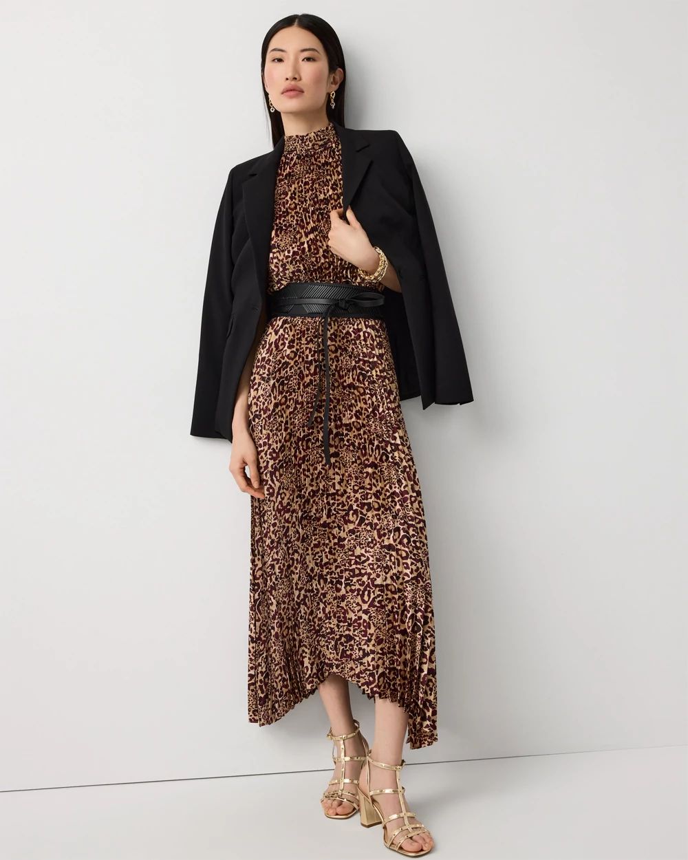 Pleated Midi Halter Dress click to view larger image.