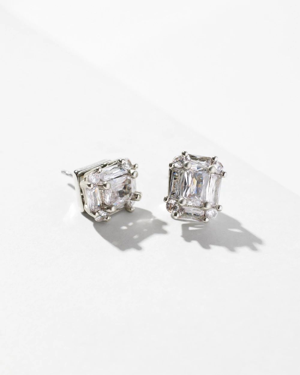Silvertone Crystal Stud Earrings