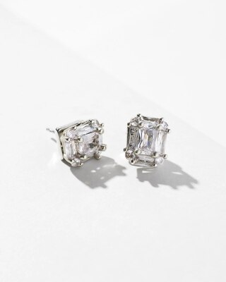 Silvertone Crystal Stud Earrings