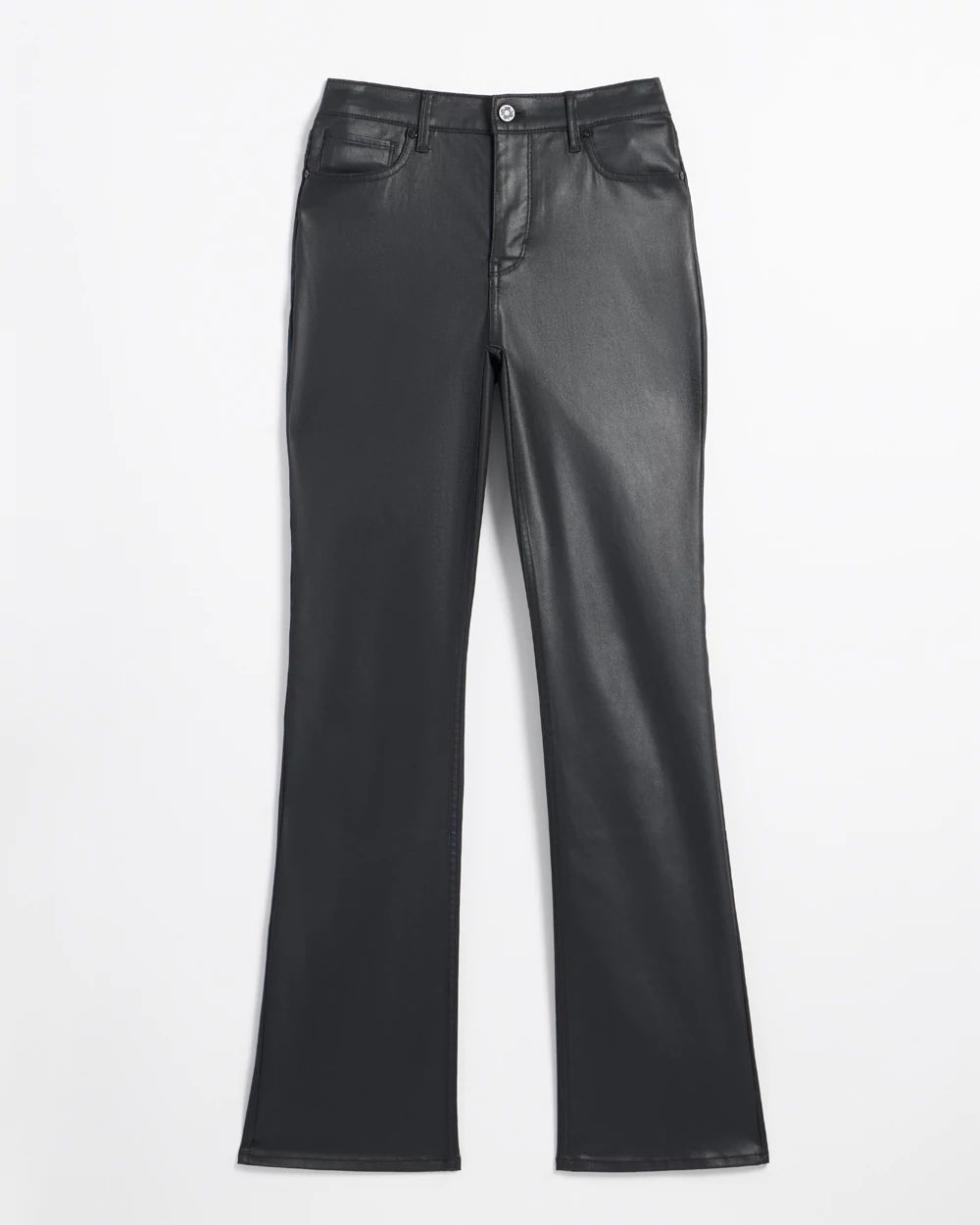 High Rise Coated Bootcut Jeans click to view larger image.