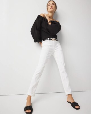 Petite Mid-Rise Double Pocket Girlfriend Jean
