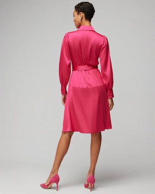 Long Sleeve Satin Wrap Mini Dress click to view larger image.