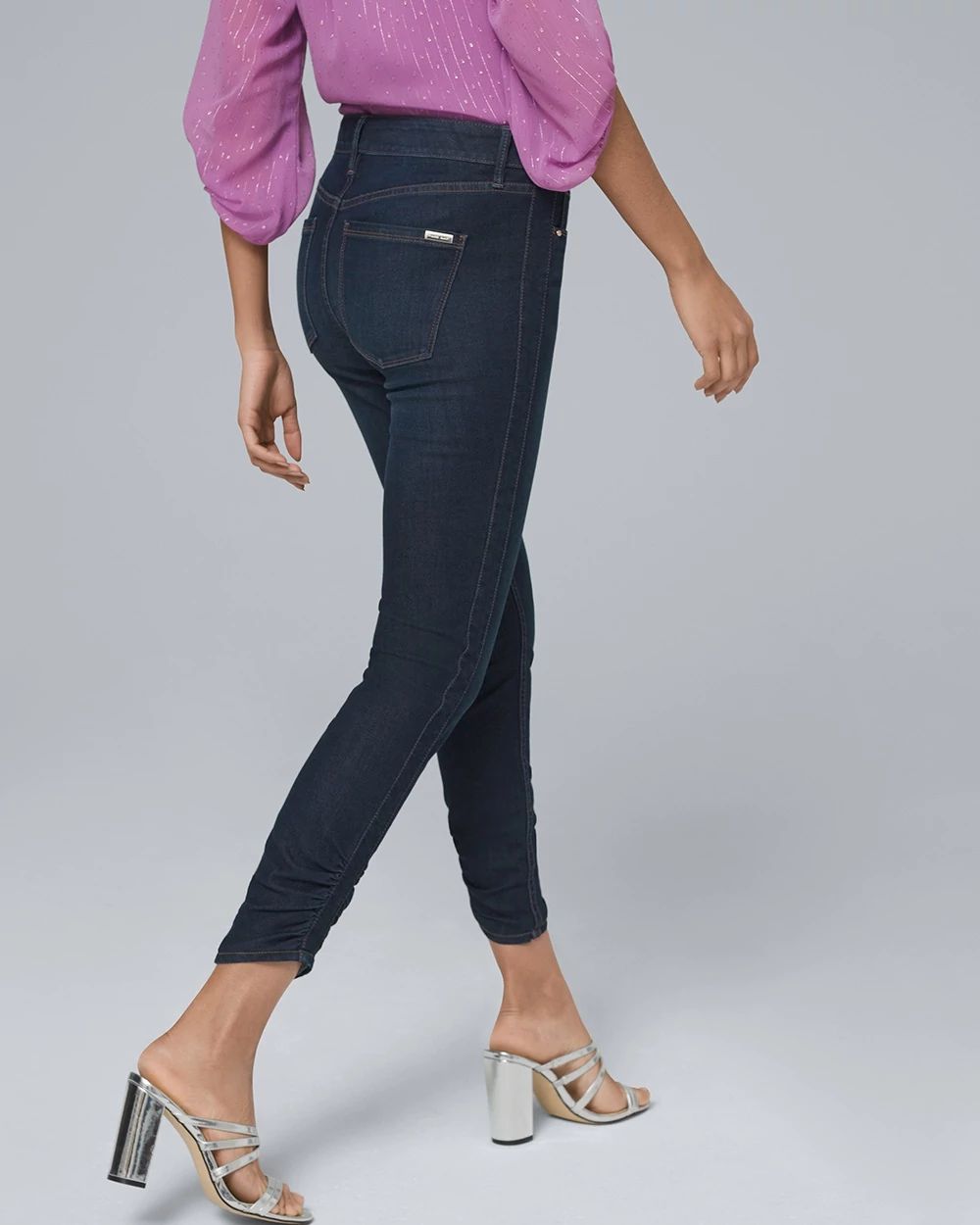 High-Rise Sculpt Fit Ruched-Hem Crop Jeans click to view larger image.