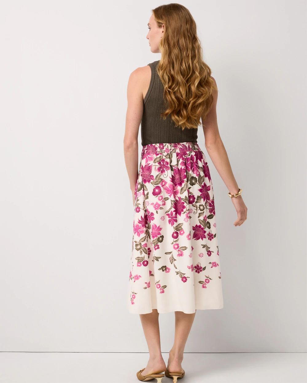 Floral A-line Midi Skirt click to view larger image.