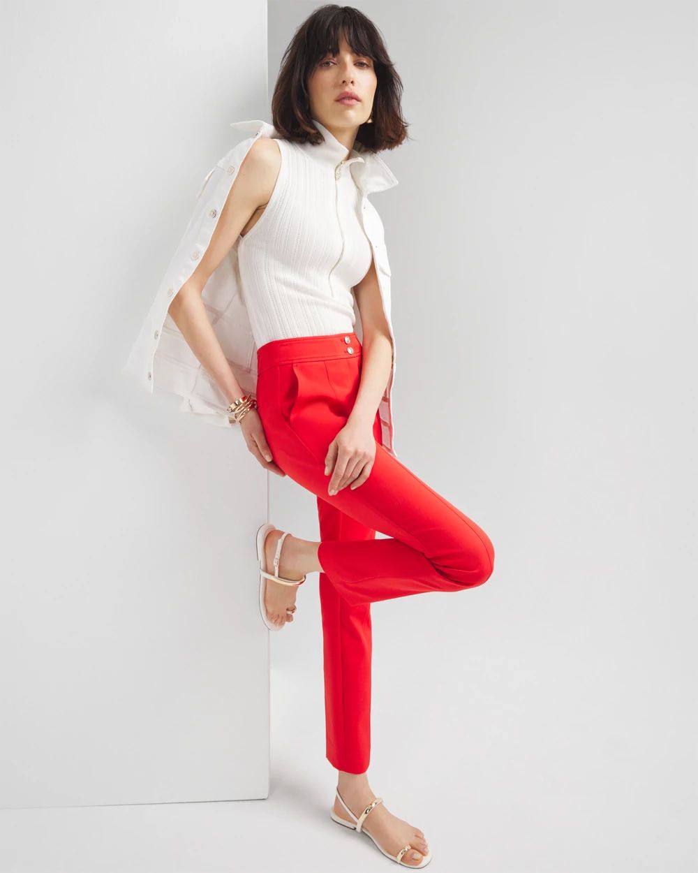 WHBM® High-Rise Straight Leg Woven Pants