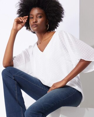 Outlet WHBM Print Jacquard Kimono Blouse