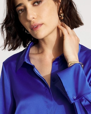 Satin Tuxedo Cuff Shirt click to view larger image.