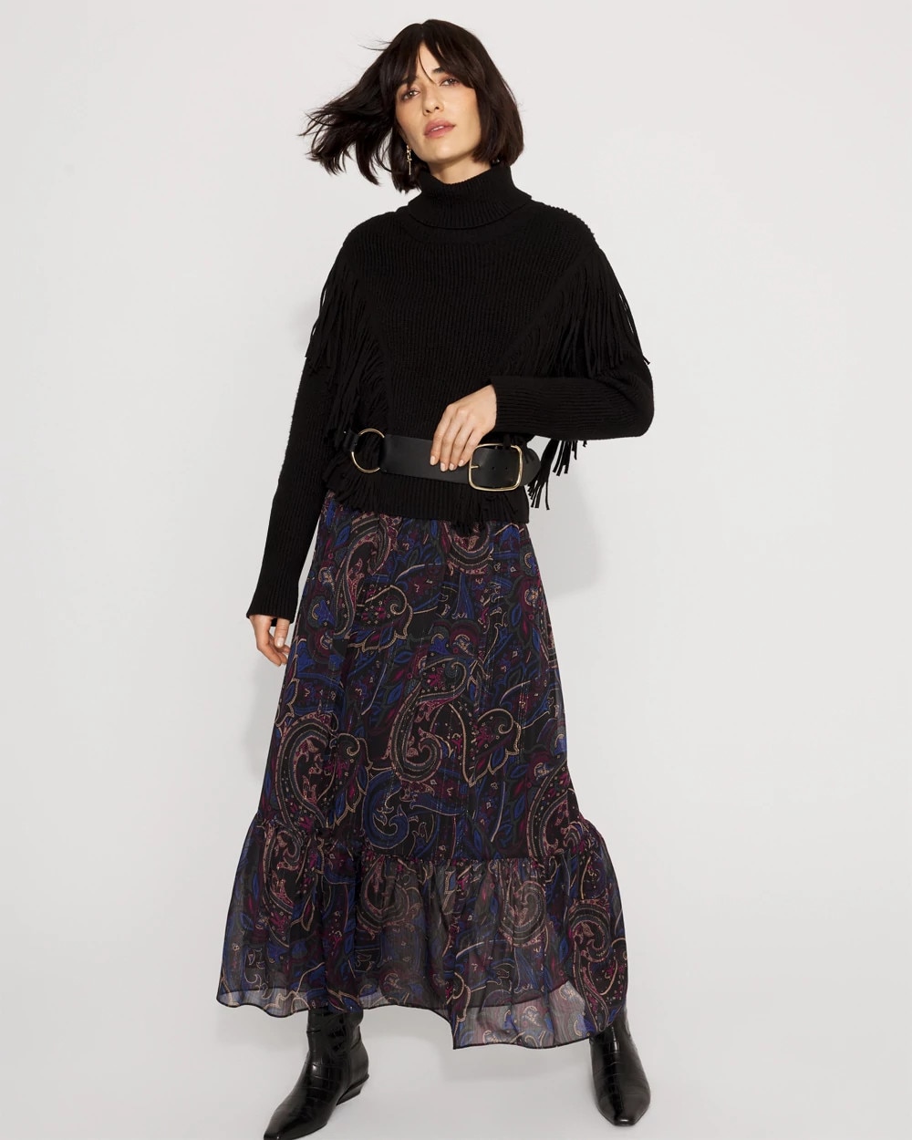 Paisley Chiffon Maxi Skirt