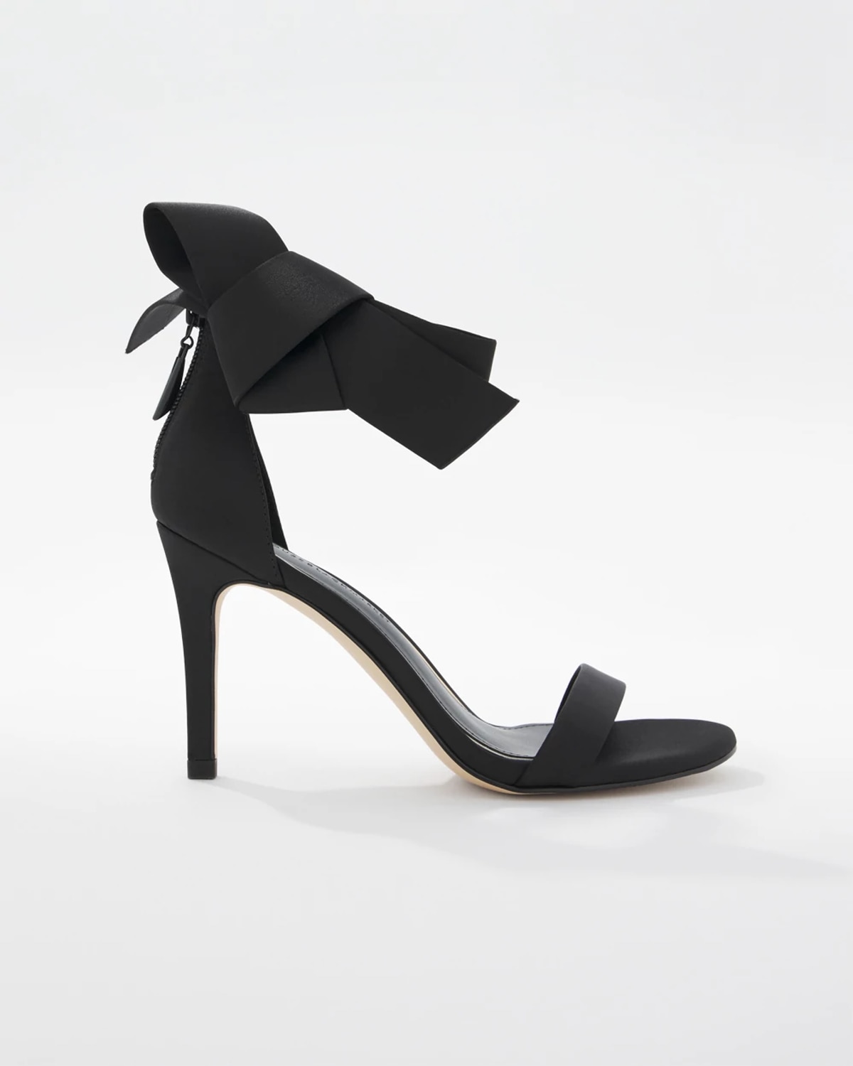White House Black Market Satin Bow Heeled Sandals In Black