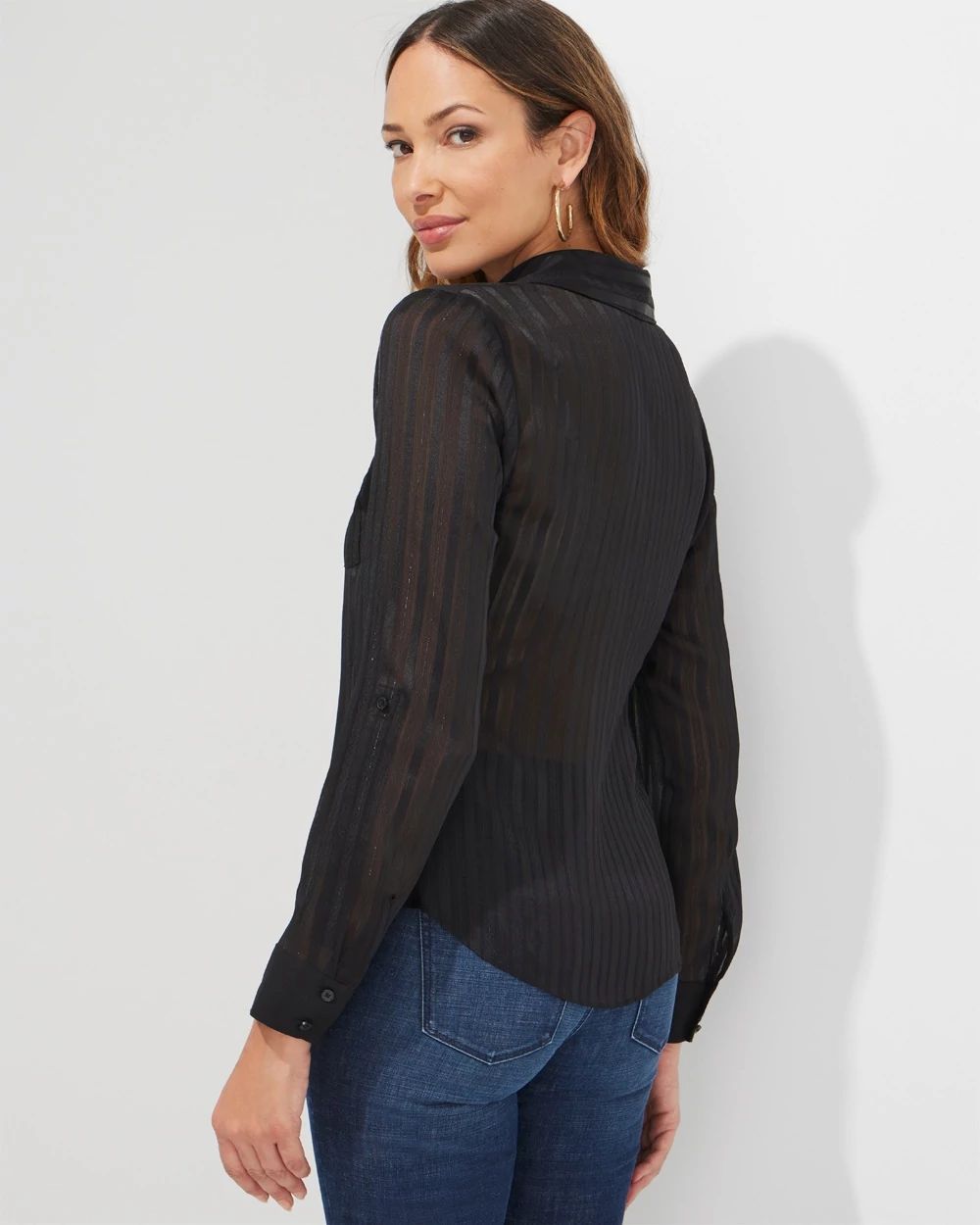 Outlet WHBM Shadow Stripe Shirt