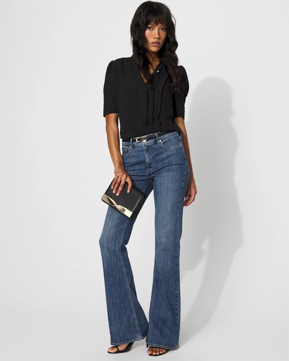Elbow Sleeve Y-Neck Shirt