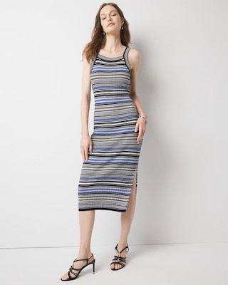 Striped Halter Midi Dress