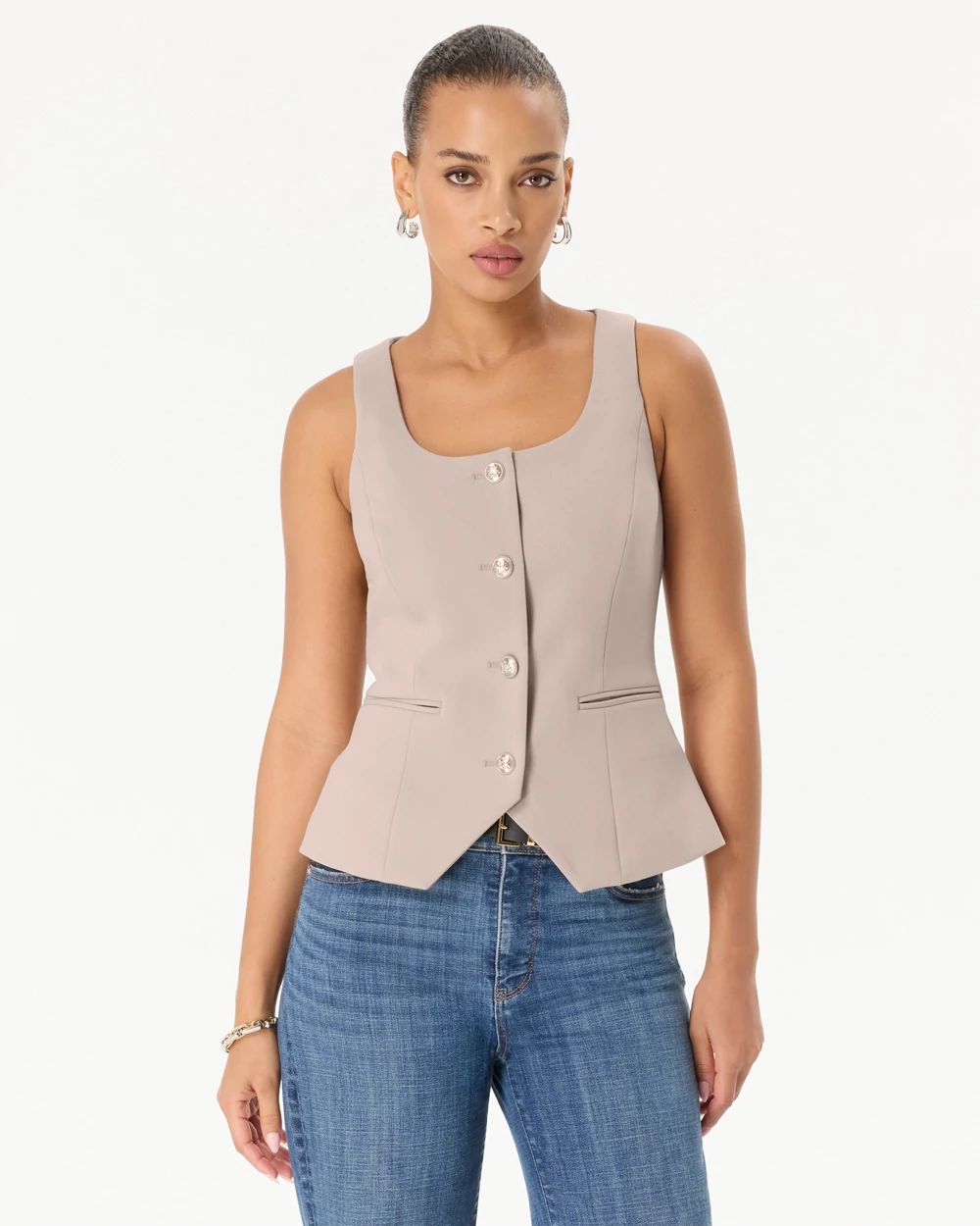 Petite Luxe Stretch Scoop Neck Vest