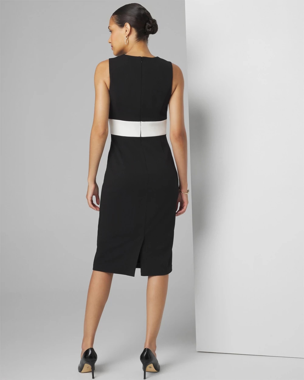 Sleeveless Cross-Front Sheath Dress