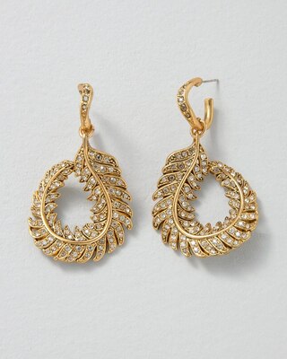 Feather & Crystal Drop Earrings