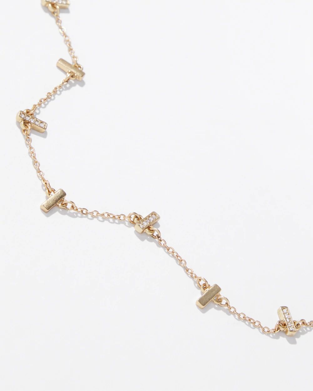 Gold Crystal Multi-Bar Multi-Strand Necklace