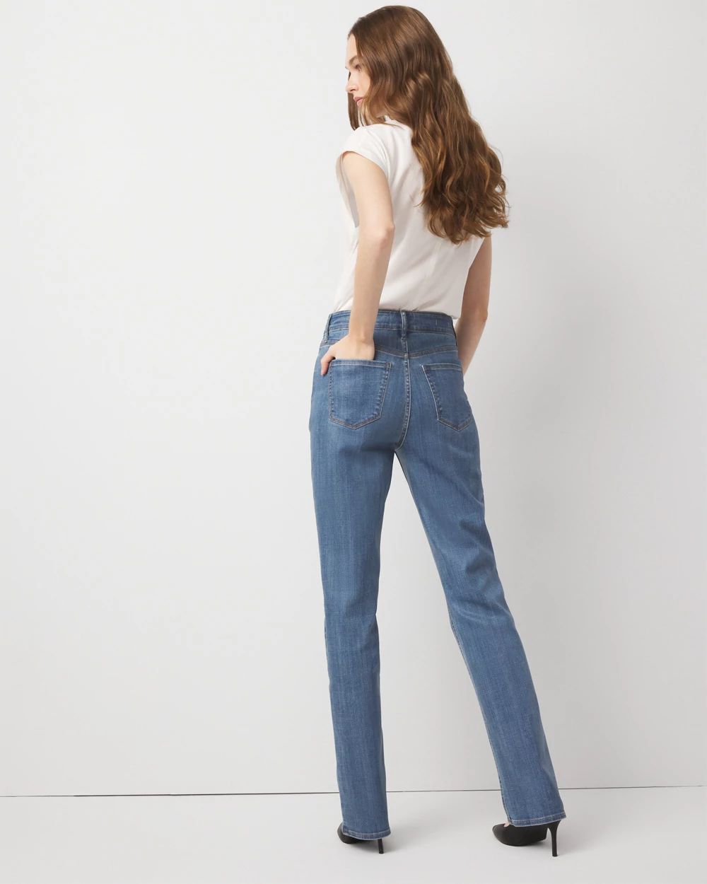 Petite Clear Coated Extra High Rise Elongated Slim Jean click to view larger image.