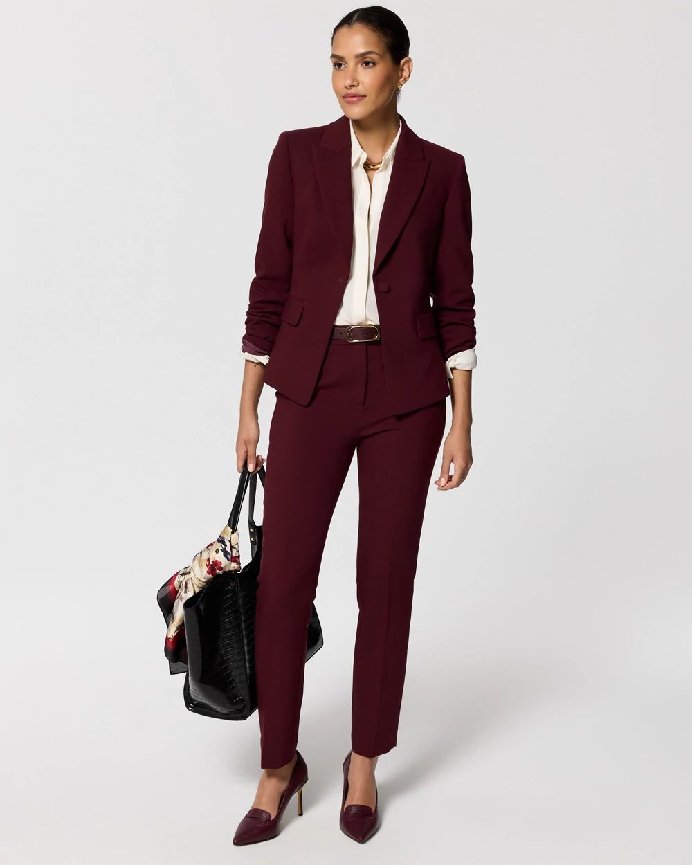 Luxe Stretch Cropped One-Button Blazer click to view larger image.