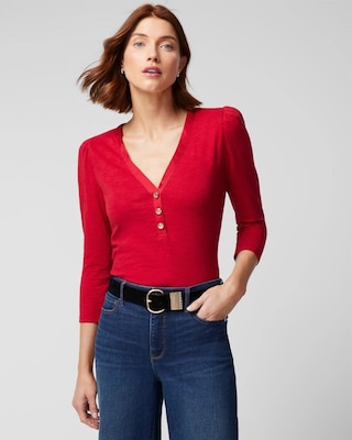 3/4 Sleeve Henley Tee